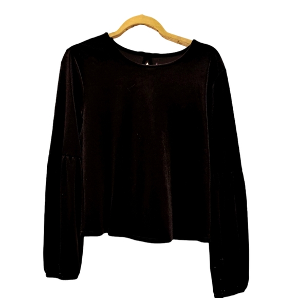 Walter Baker Tops - Walter Baker Velvet Black Top "Braxton" w/Back Bows - Sz L